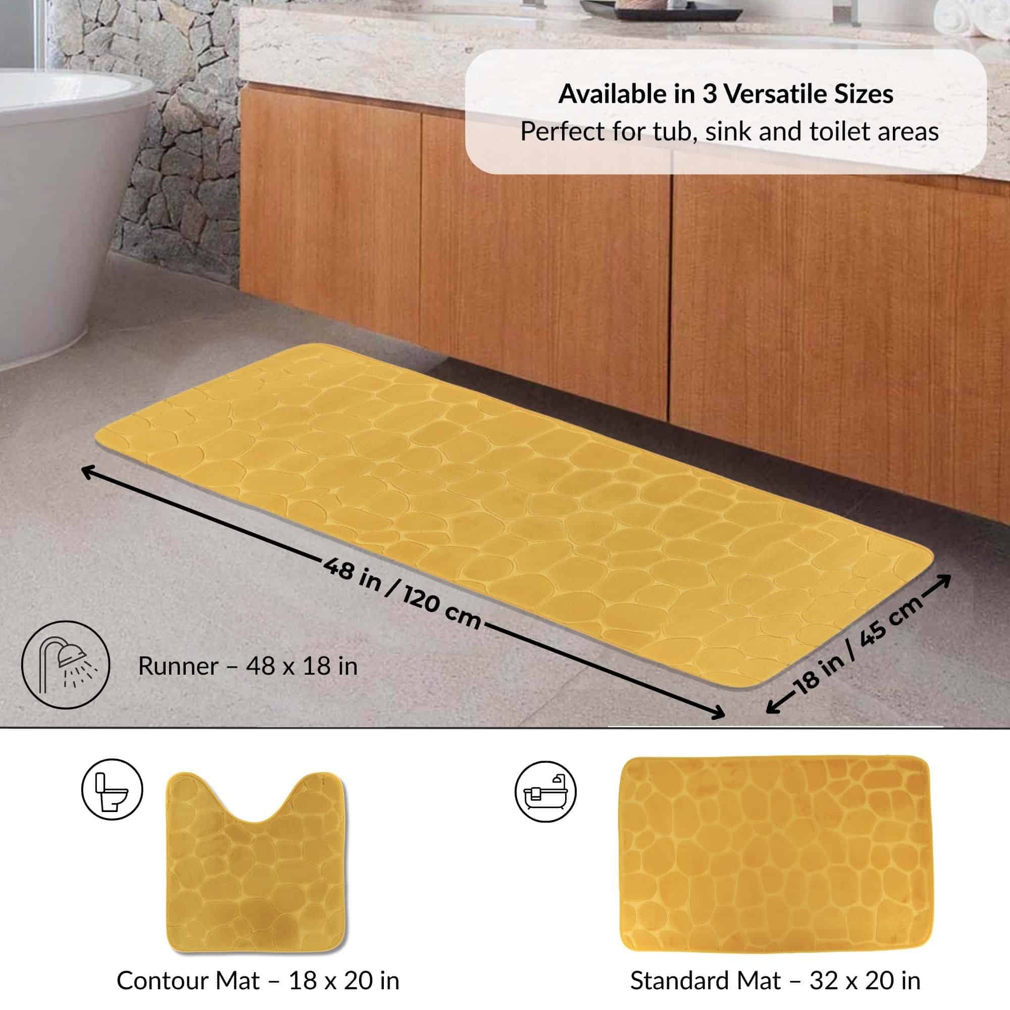 evideco-tapis-de-bain-m-moire-de-forme-jaune-moutarde-122x46 image 4