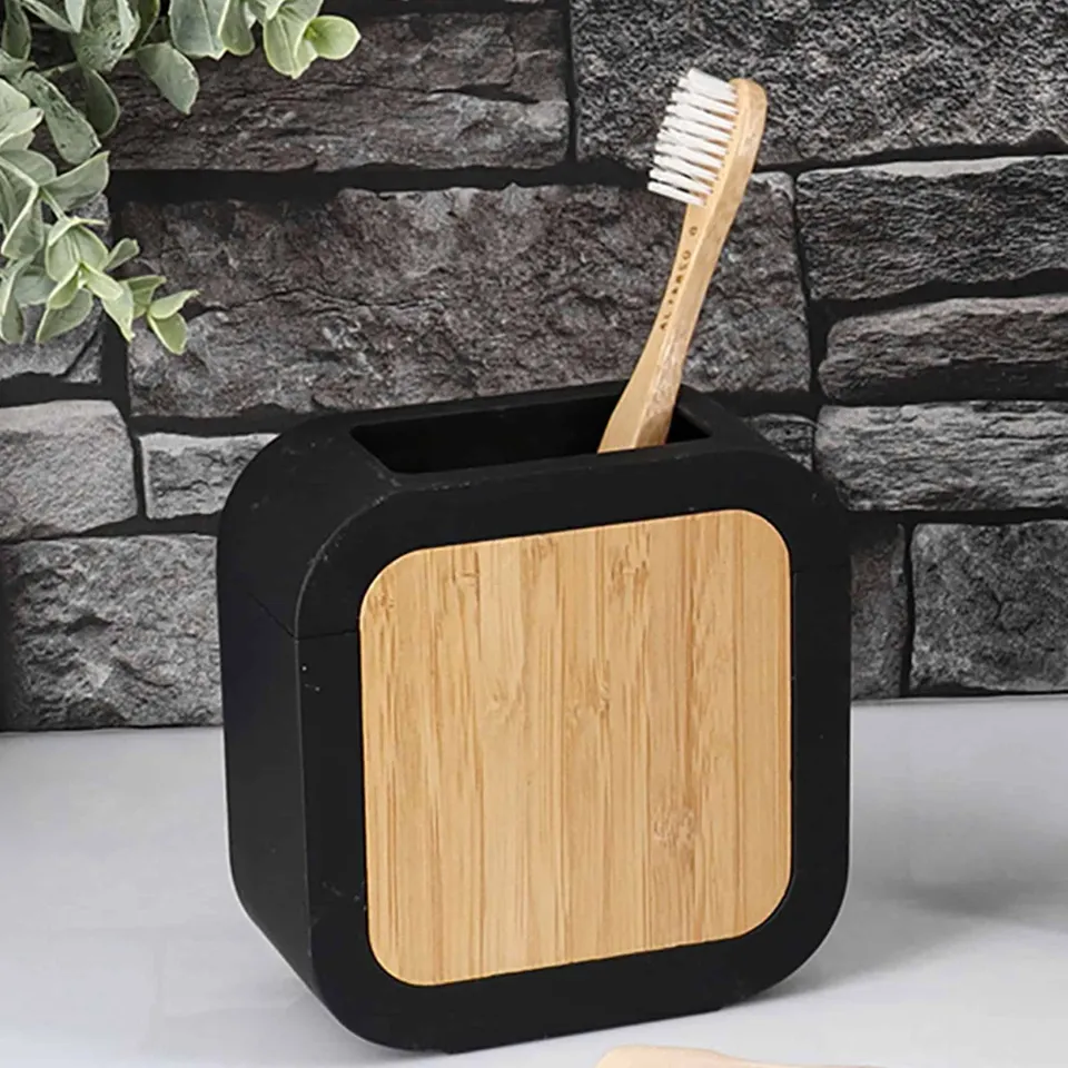 evideco-urban-porte-brosses-dents-noir-bambou-caoutchouc image 1