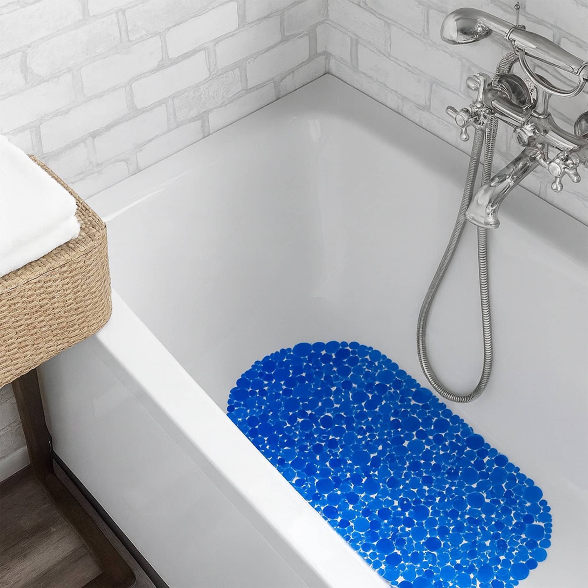 evideco-tapis-de-baignoire-ovale-bulles-bleu-marine-71x38-cm image 2