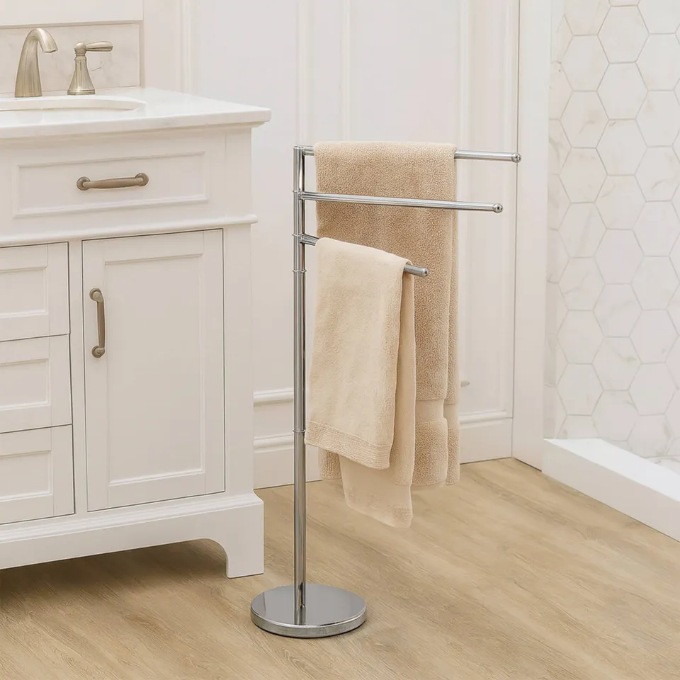 evideco-porte-serviettes-sur-pied-3-bras-inox-argent image 1